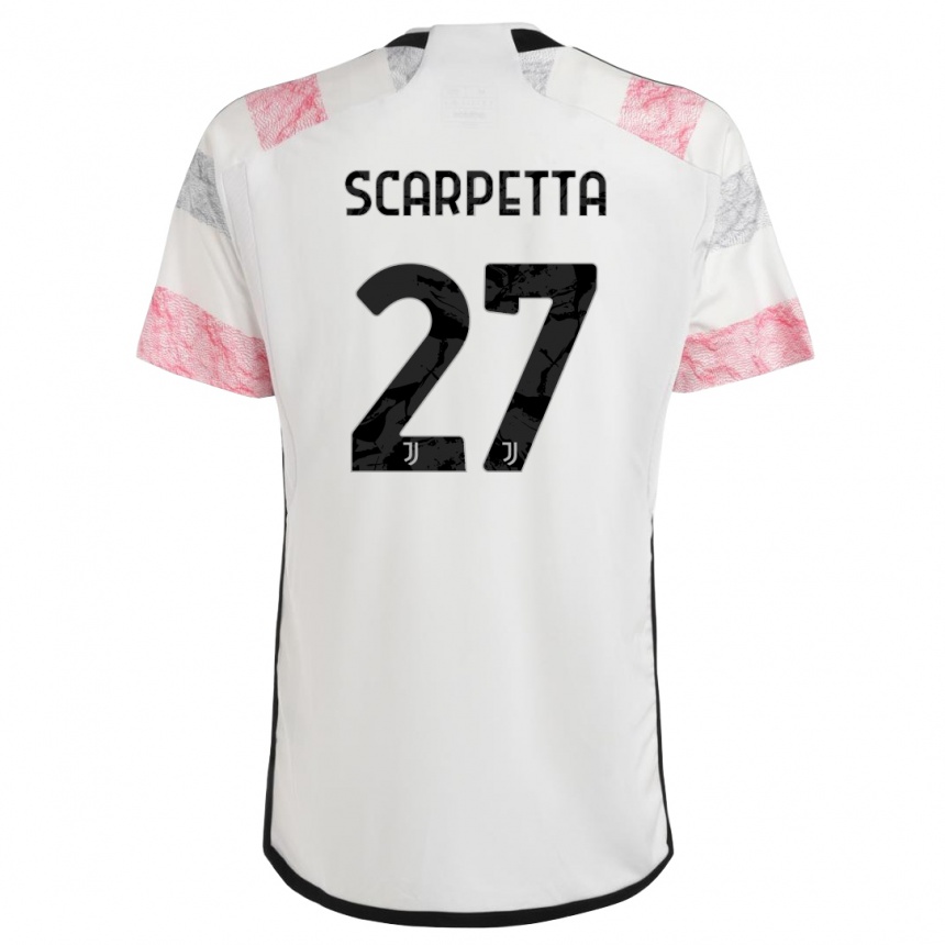 Kids Jacopo Scarpetta #27 White Pink Away Jersey 2023/24 T-Shirt Canada