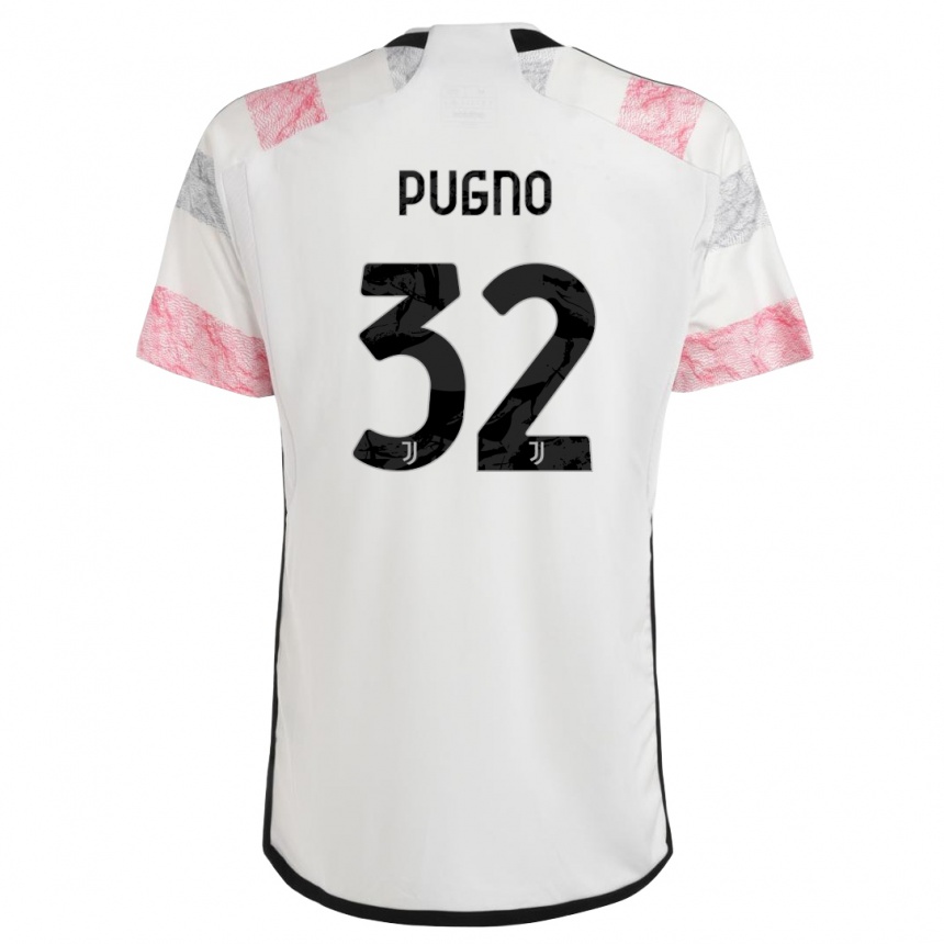 Kids Diego Pugno #32 White Pink Away Jersey 2023/24 T-Shirt Canada