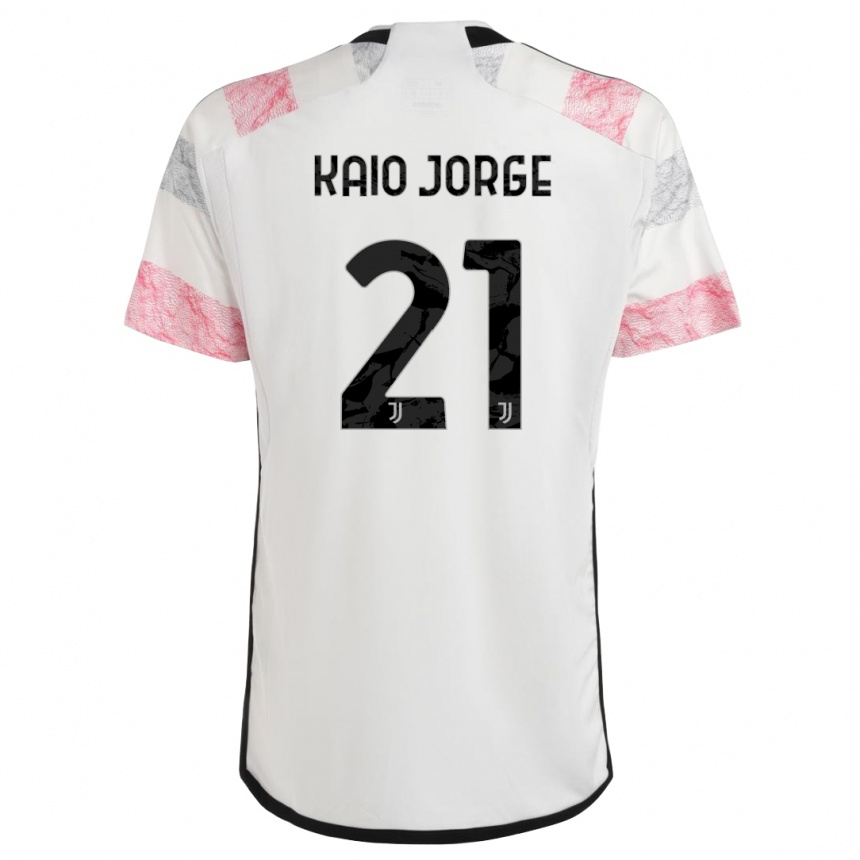 Kids Kaio Jorge #21 White Pink Away Jersey 2023/24 T-Shirt Canada