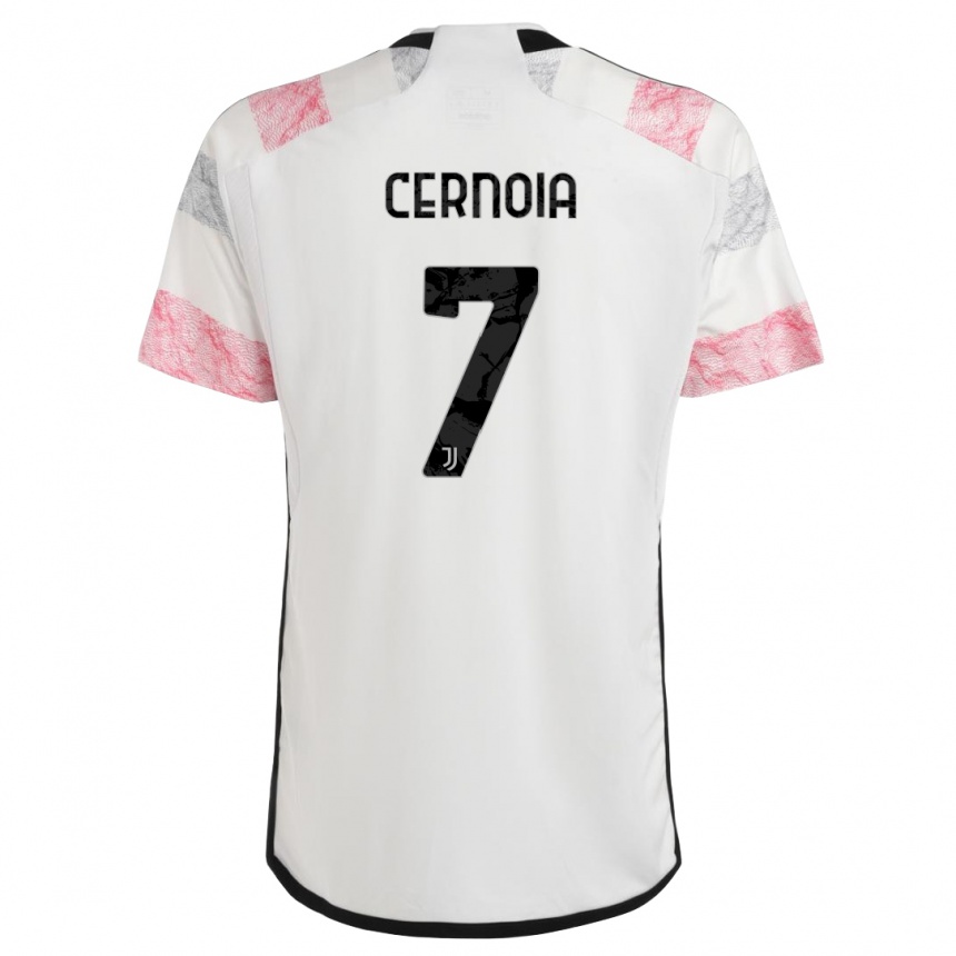 Kids  Valentina Cernoia #7 White Pink Away Jersey 2023/24 T-Shirt Canada