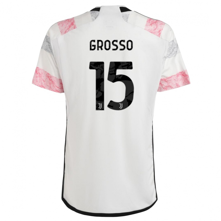 Kids Julia Grosso #15 White Pink Away Jersey 2023/24 T-Shirt Canada