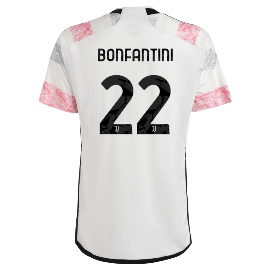 Kids Agnese Bonfantini #22 White Pink Away Jersey 2023/24 T-Shirt Canada