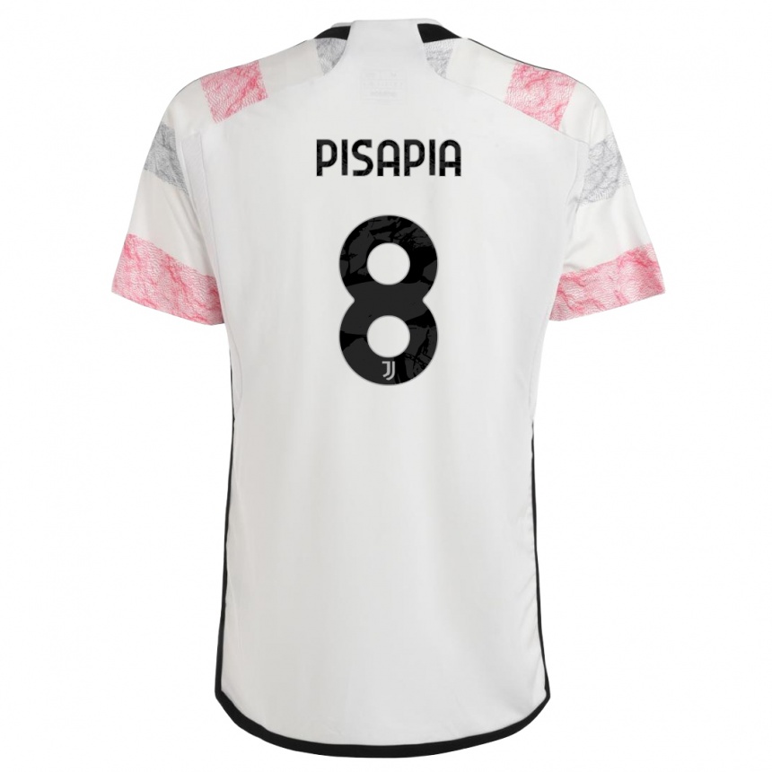 Kids Luciano Pisapia #8 White Pink Away Jersey 2023/24 T-Shirt Canada