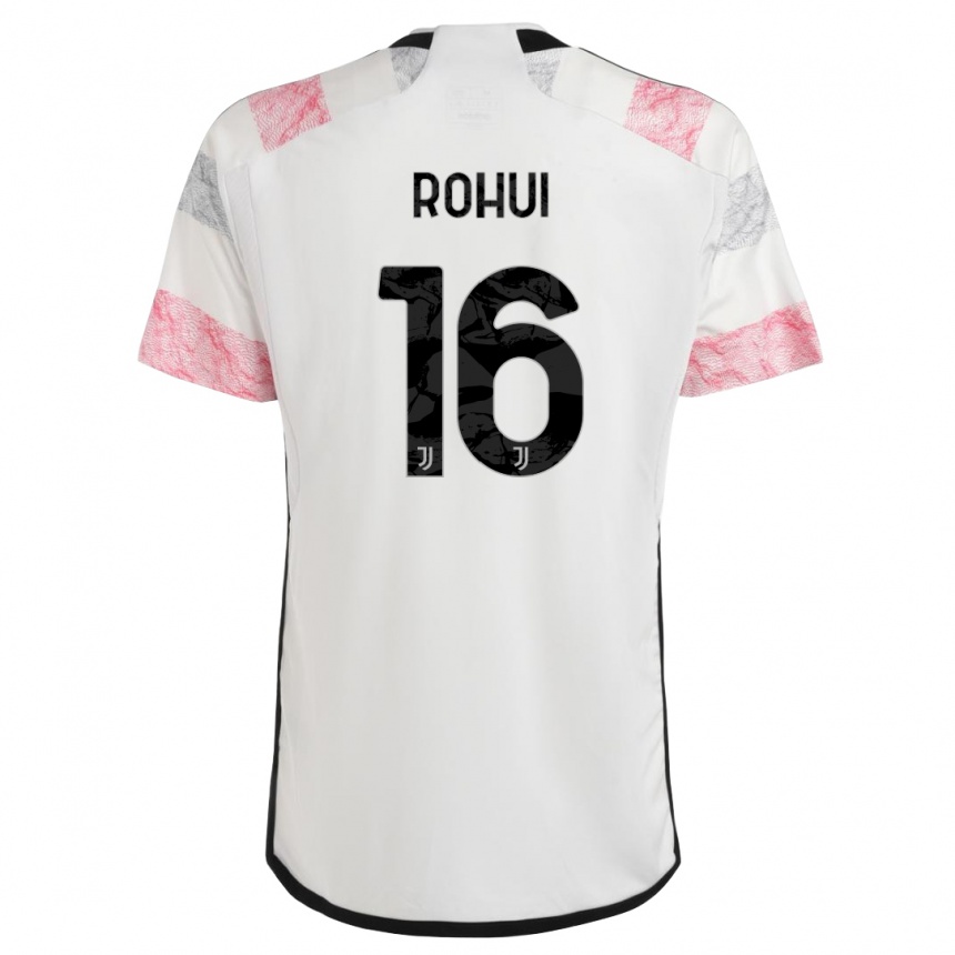 Kids  Jonas Rohui #16 White Pink Away Jersey 2023/24 T-Shirt Canada