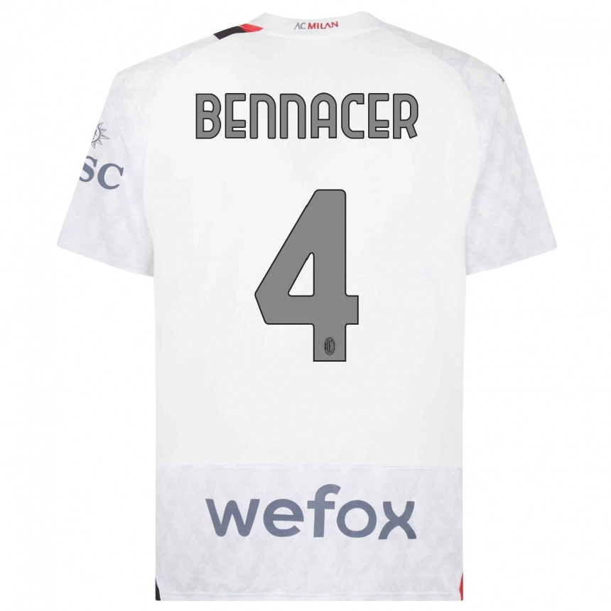 Kids Ismael Bennacer #4 White Away Jersey 2023/24 T-Shirt Canada