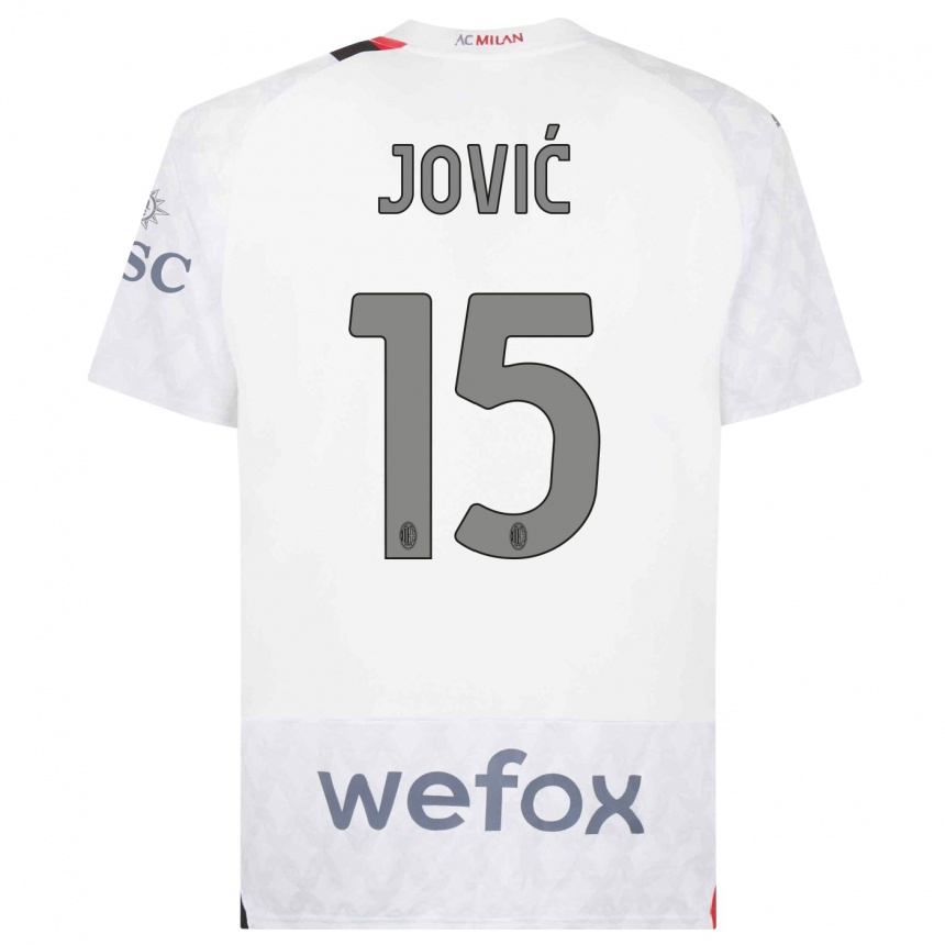 Kids  Luka Jovic #15 White Away Jersey 2023/24 T-Shirt Canada