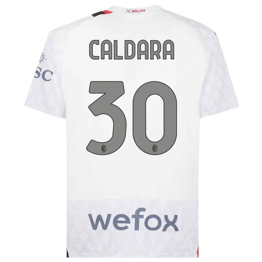 Kids Mattia Caldara #30 White Away Jersey 2023/24 T-Shirt Canada