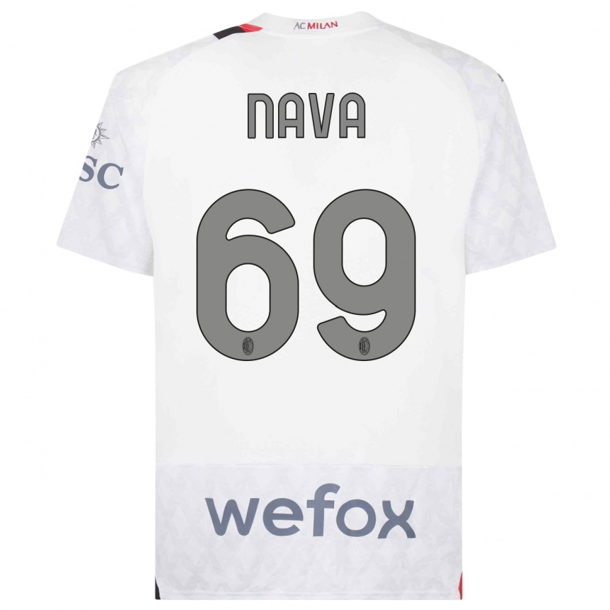 Kids Lapo Nava #69 White Away Jersey 2023/24 T-Shirt Canada