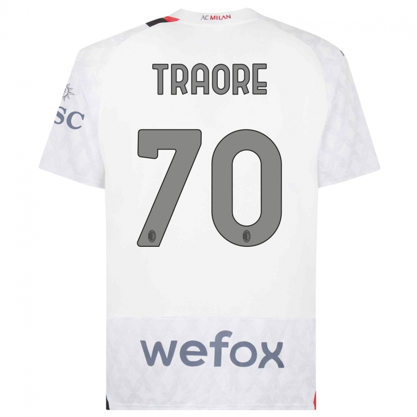 Kids  Chaka Traore #70 White Away Jersey 2023/24 T-Shirt Canada