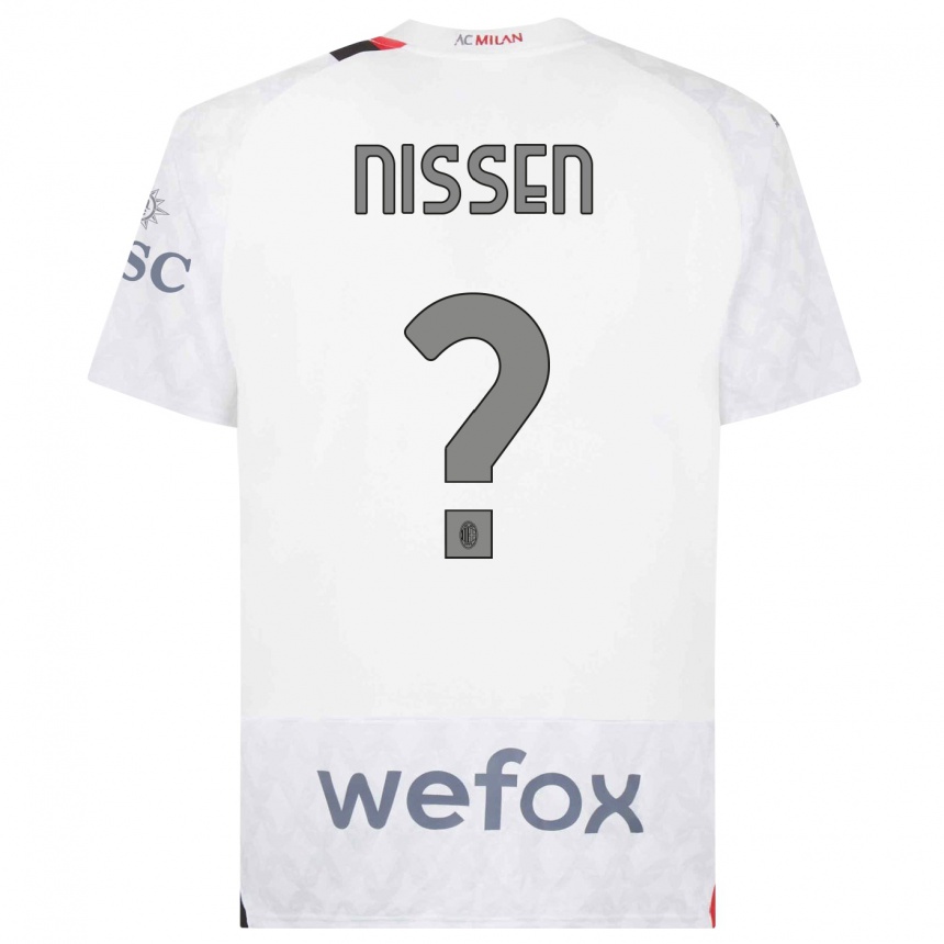 Kids Fredrik Nissen #0 White Away Jersey 2023/24 T-Shirt Canada