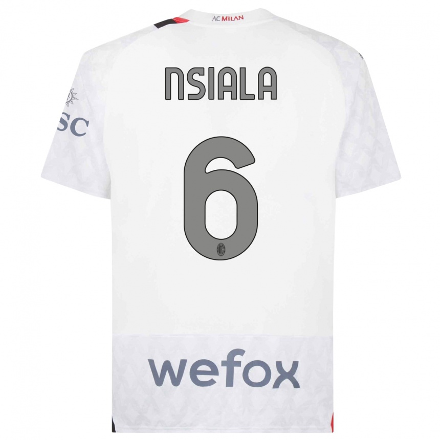 Kids Clinton Nsiala #6 White Away Jersey 2023/24 T-Shirt Canada