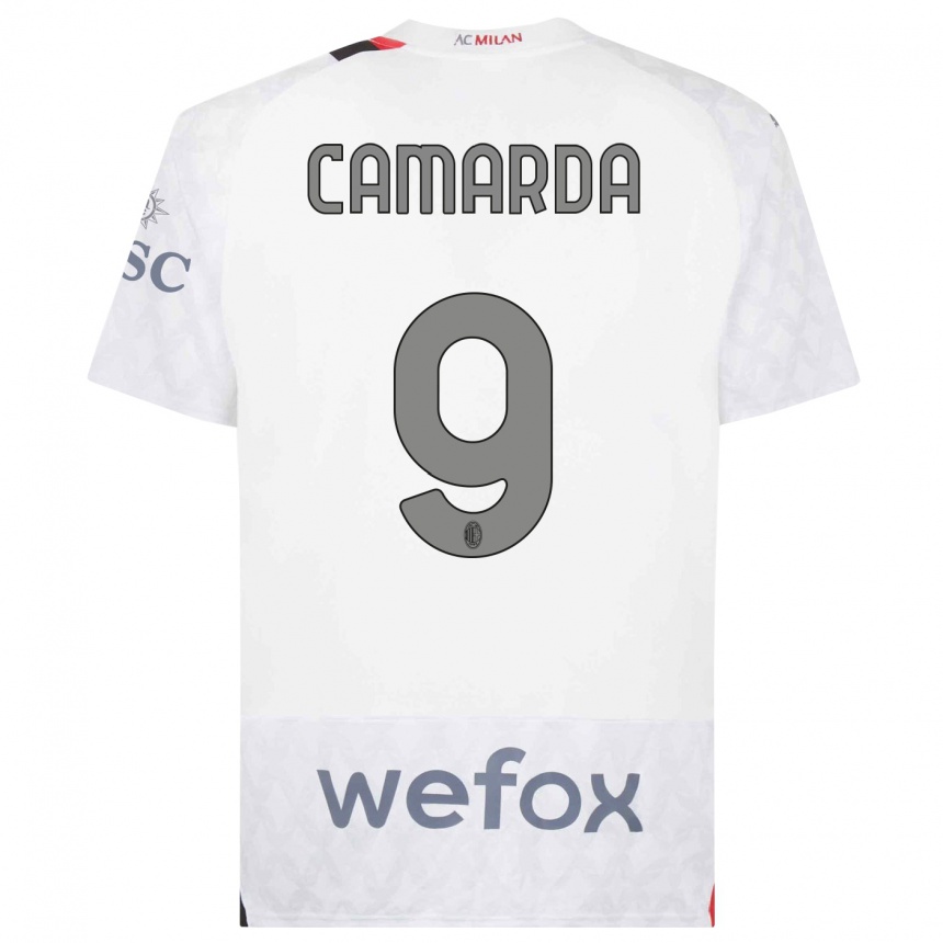 Kids Francesco Camarda #9 White Away Jersey 2023/24 T-Shirt Canada