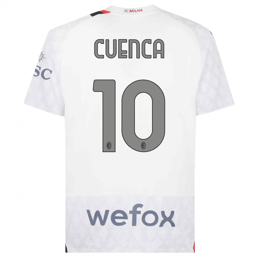 Kids  Hugo Cuenca #10 White Away Jersey 2023/24 T-Shirt Canada