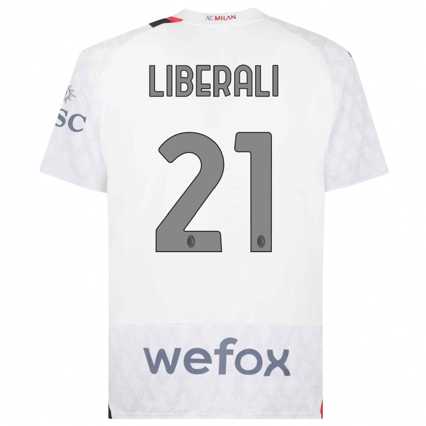 Kids Mattia Liberali #21 White Away Jersey 2023/24 T-Shirt Canada