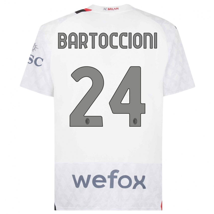 Kids Andrea Bartoccioni #24 White Away Jersey 2023/24 T-Shirt Canada