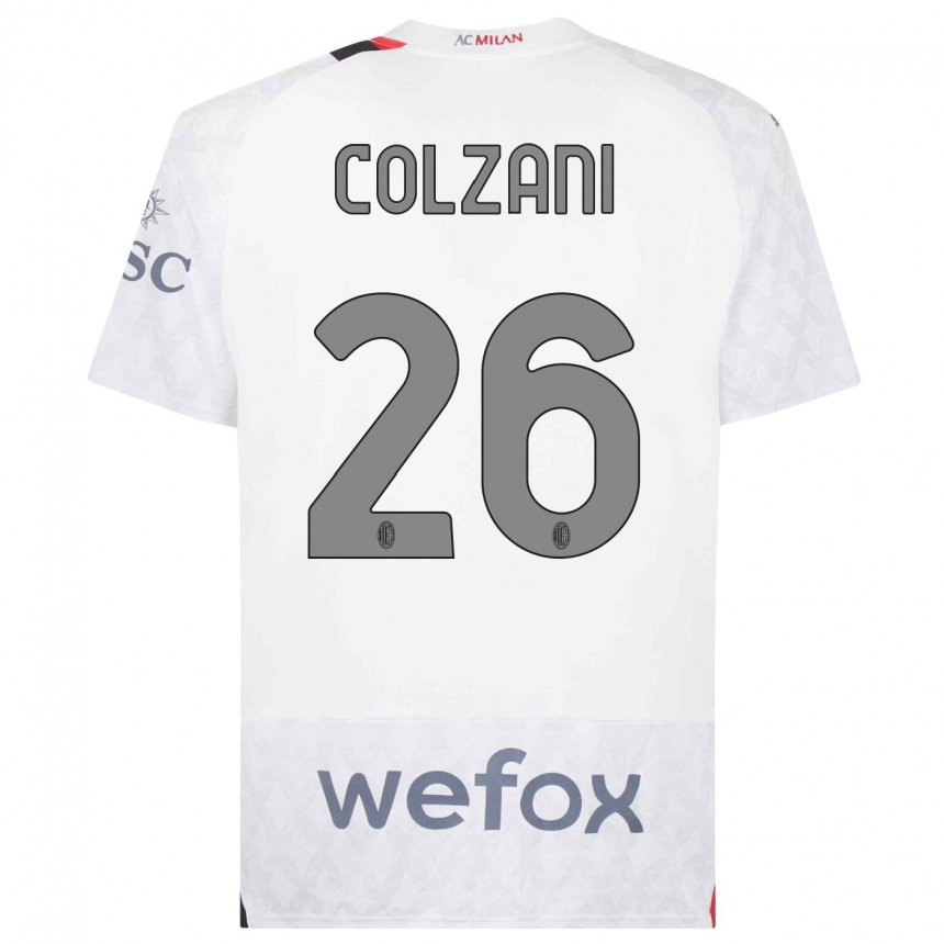 Kids Edoardo Colzani #26 White Away Jersey 2023/24 T-Shirt Canada