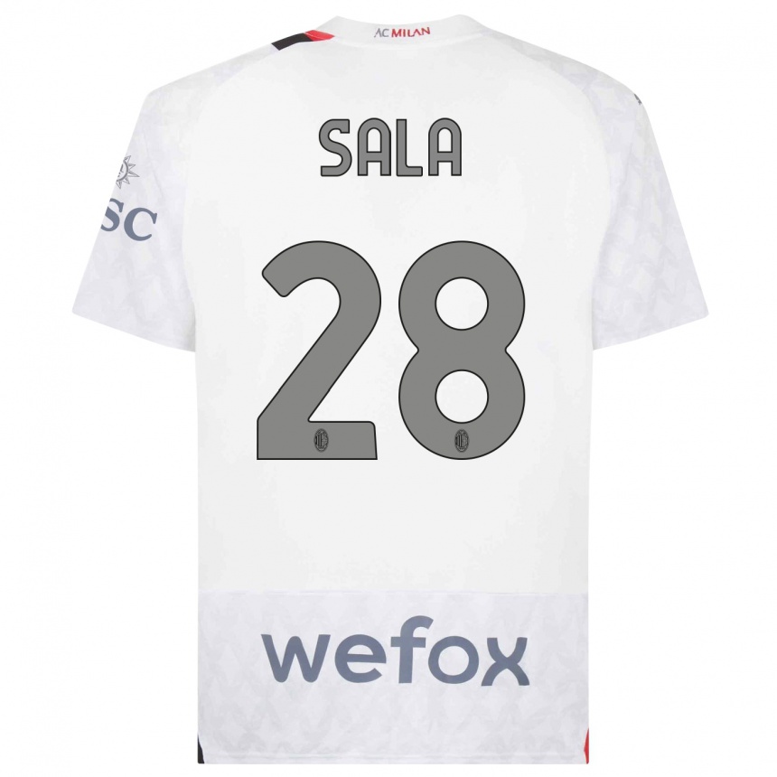 Kids Emanuele Sala #28 White Away Jersey 2023/24 T-Shirt Canada