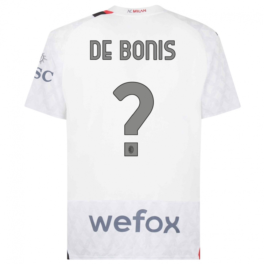 Kids  Andrea De Bonis #0 White Away Jersey 2023/24 T-Shirt Canada