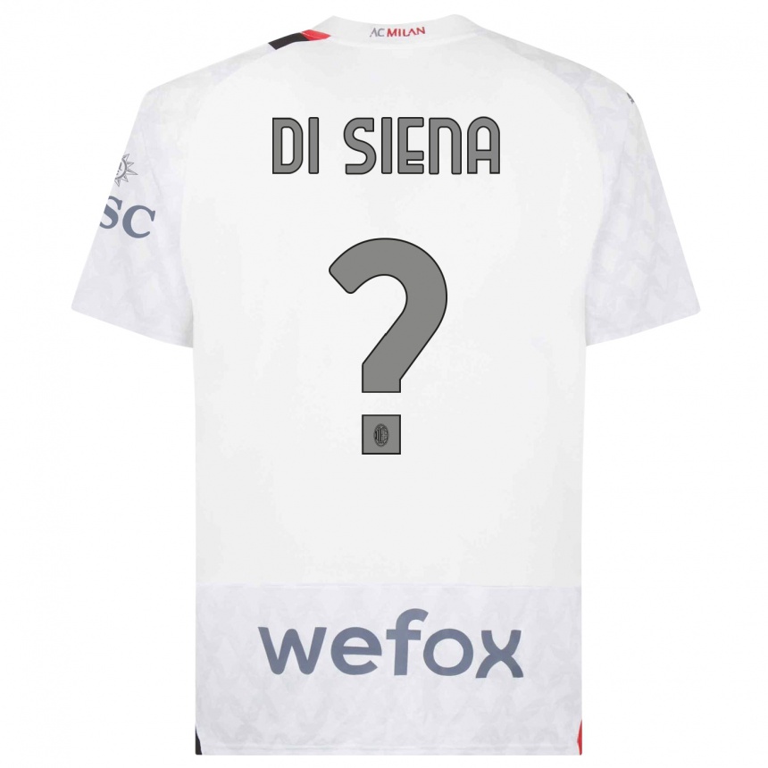 Kids  Andrea Di Siena #0 White Away Jersey 2023/24 T-Shirt Canada