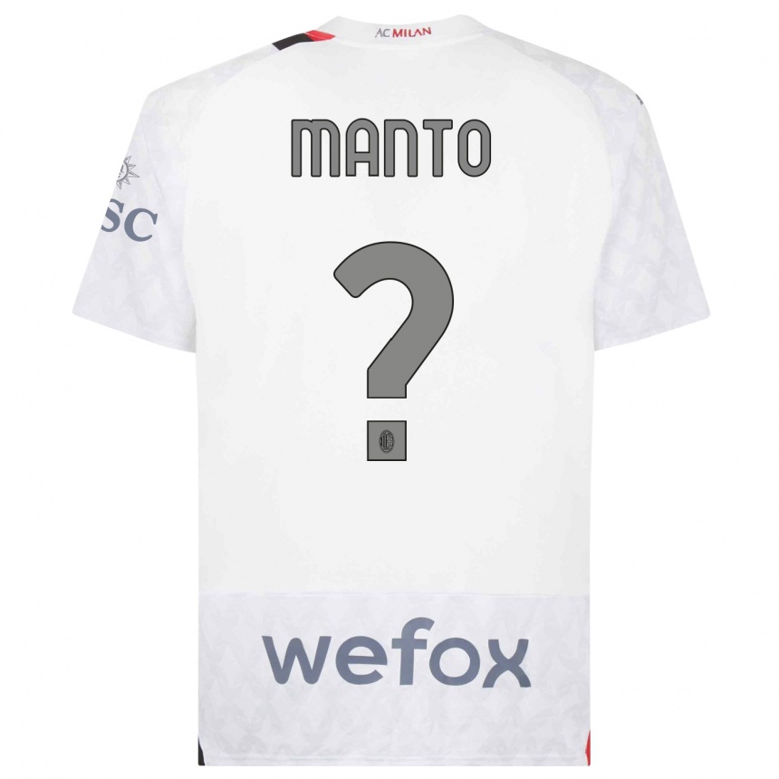 Kids Gaetano Manto #0 White Away Jersey 2023/24 T-Shirt Canada