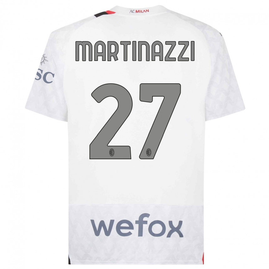 Kids  Luca Martinazzi #27 White Away Jersey 2023/24 T-Shirt Canada