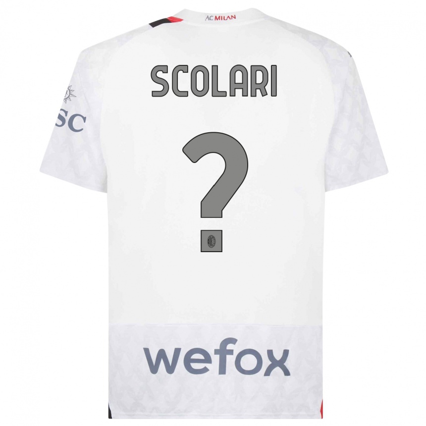 Kids  Davide Scolari #0 White Away Jersey 2023/24 T-Shirt Canada