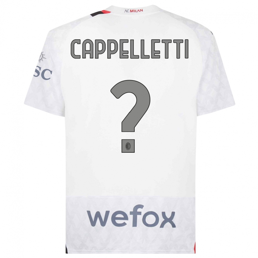 Kids Mattia Cappelletti #0 White Away Jersey 2023/24 T-Shirt Canada