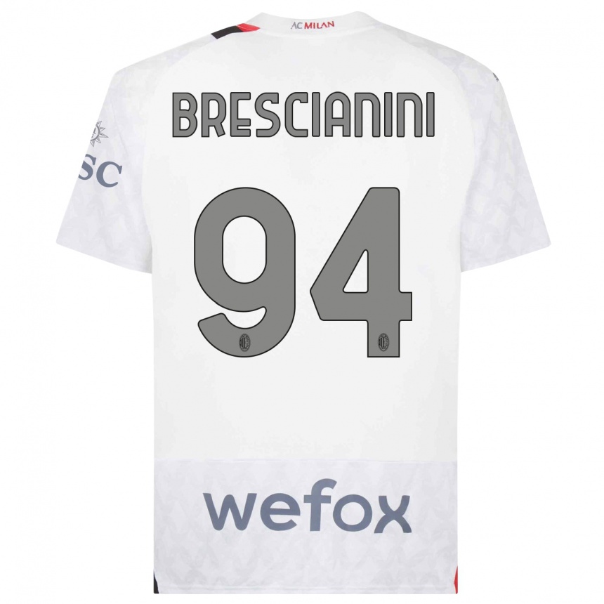 Kids  Marco Brescianini #94 White Away Jersey 2023/24 T-Shirt Canada