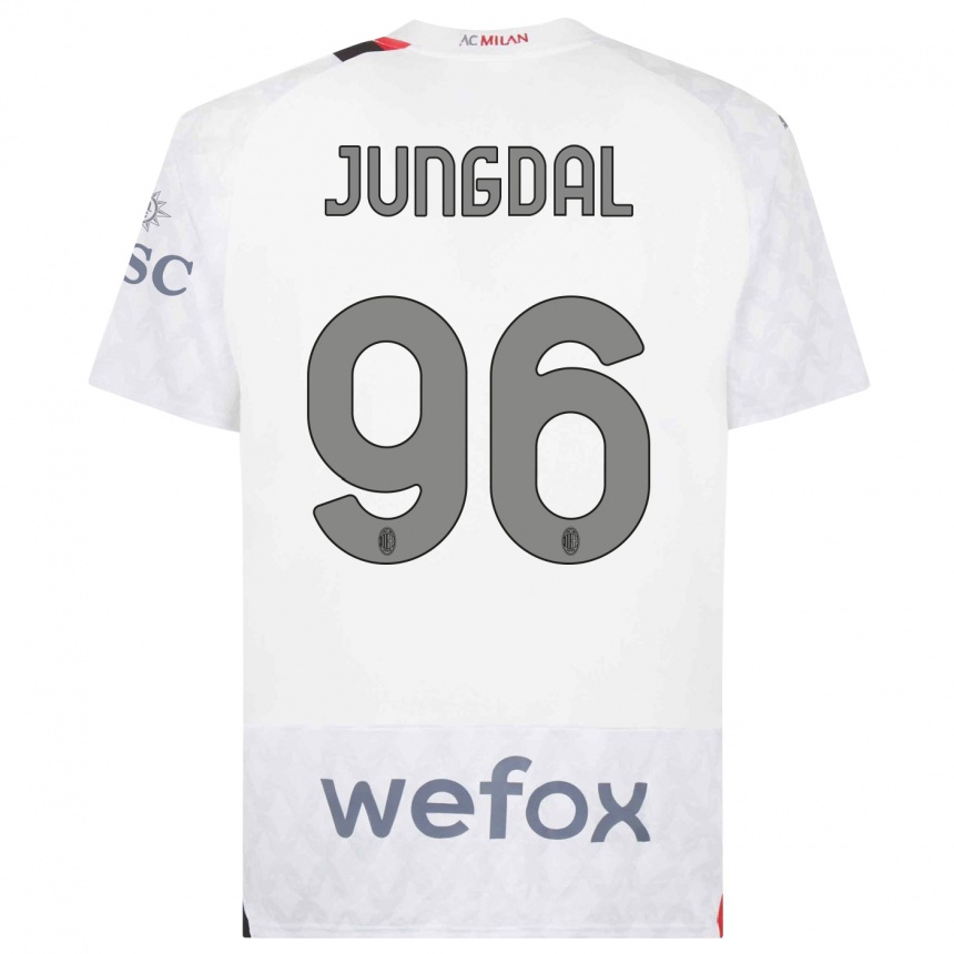 Kids Andreas Jungdal #96 White Away Jersey 2023/24 T-Shirt Canada