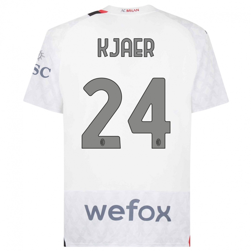 Kids  Simon Kaer #24 White Away Jersey 2023/24 T-Shirt Canada