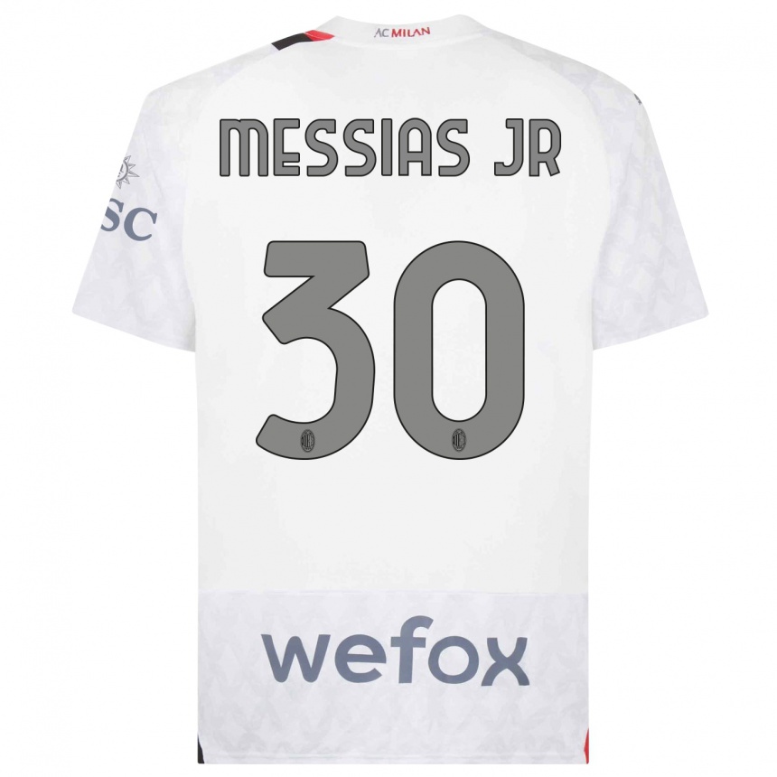 Kids  Junior Messias #30 White Away Jersey 2023/24 T-Shirt Canada