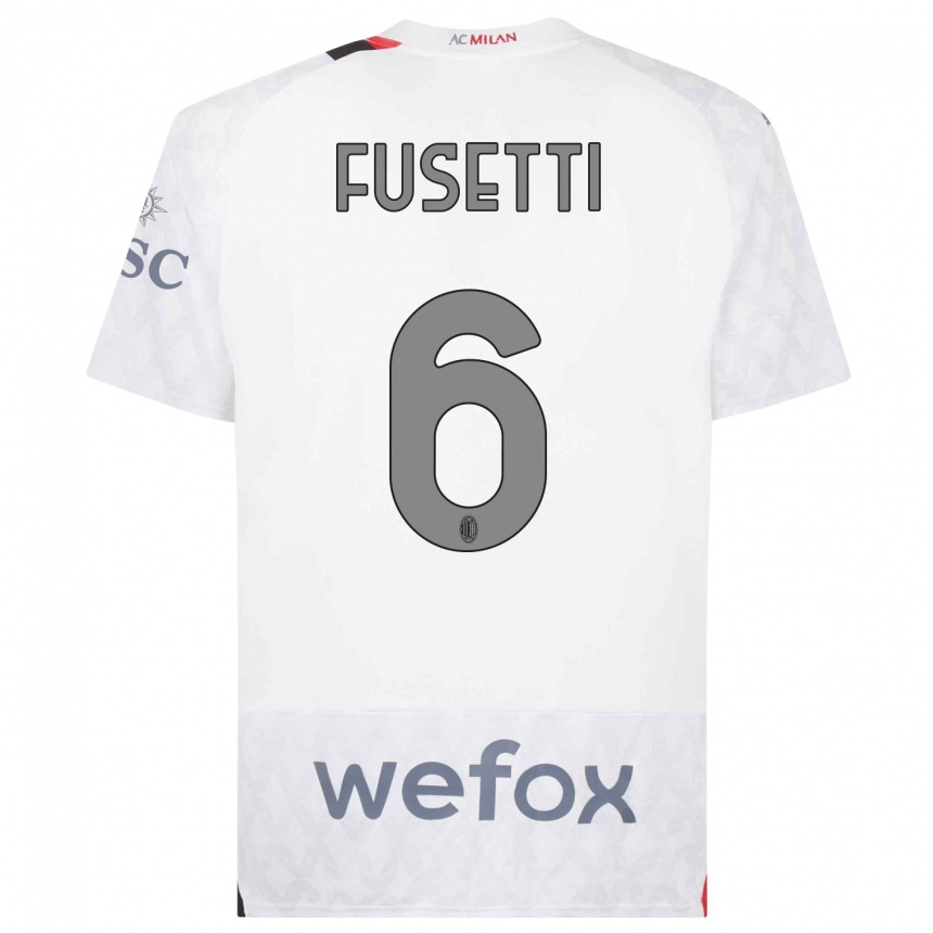 Kids  Laura Fusetti #6 White Away Jersey 2023/24 T-Shirt Canada