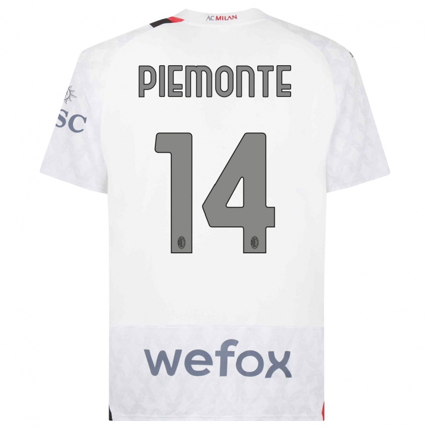 Kids  Martina Piemonte #14 White Away Jersey 2023/24 T-Shirt Canada