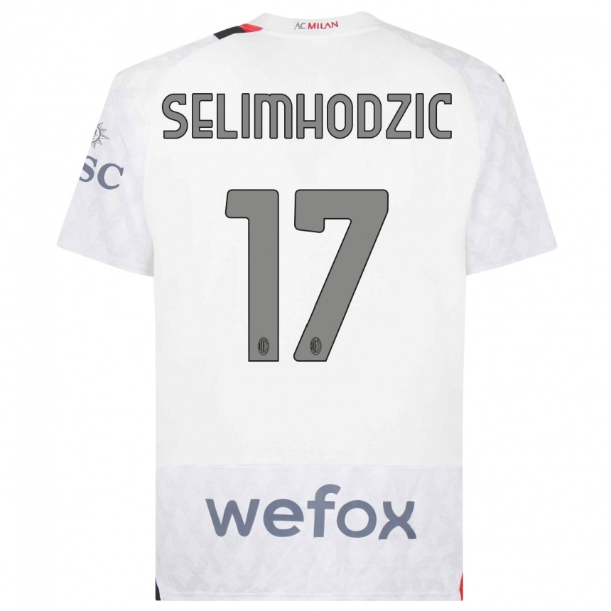 Kids Noa Selimhodzic #17 White Away Jersey 2023/24 T-Shirt Canada