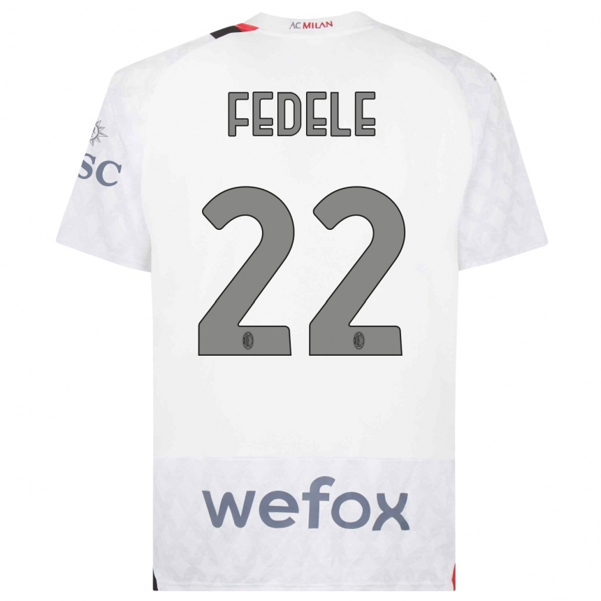 Kids  Noemi Fedele #22 White Away Jersey 2023/24 T-Shirt Canada