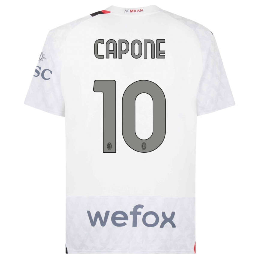 Kids Andrea Capone #10 White Away Jersey 2023/24 T-Shirt Canada