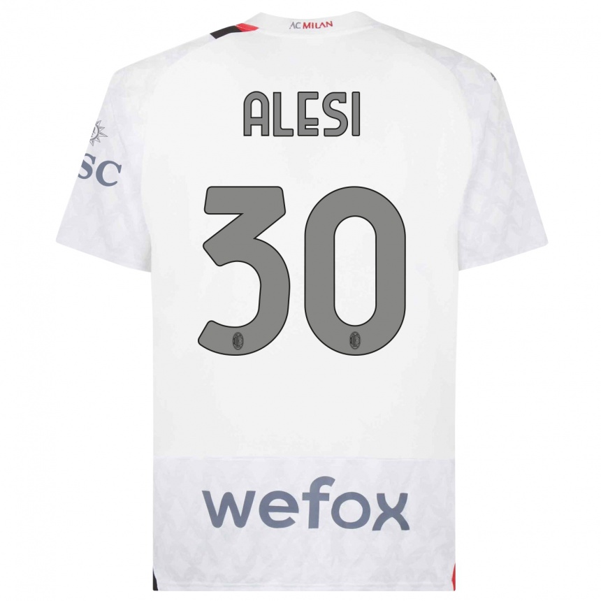 Kids  Gabriele Alesi #30 White Away Jersey 2023/24 T-Shirt Canada