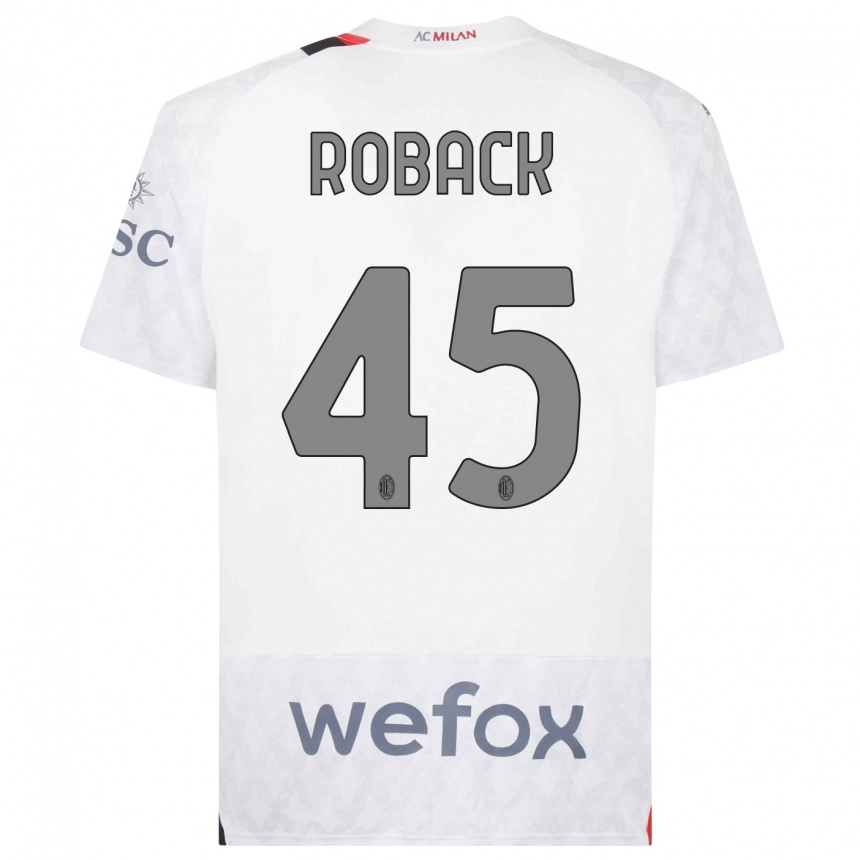 Kids Emil Roback #45 White Away Jersey 2023/24 T-Shirt Canada