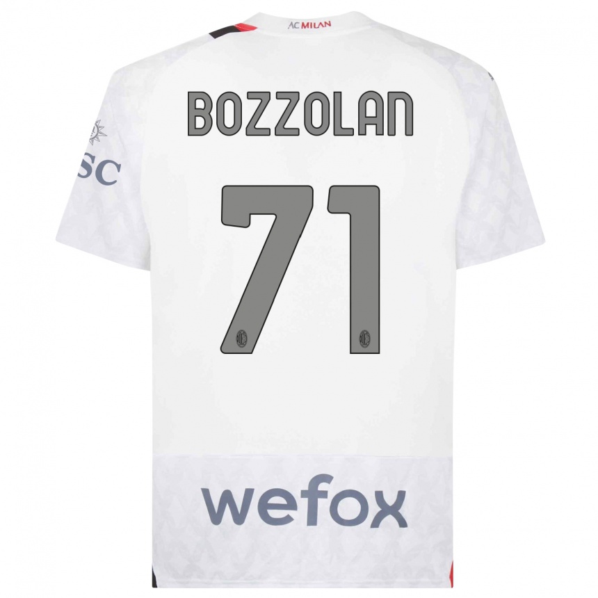 Kids  Andrea Bozzolan #71 White Away Jersey 2023/24 T-Shirt Canada