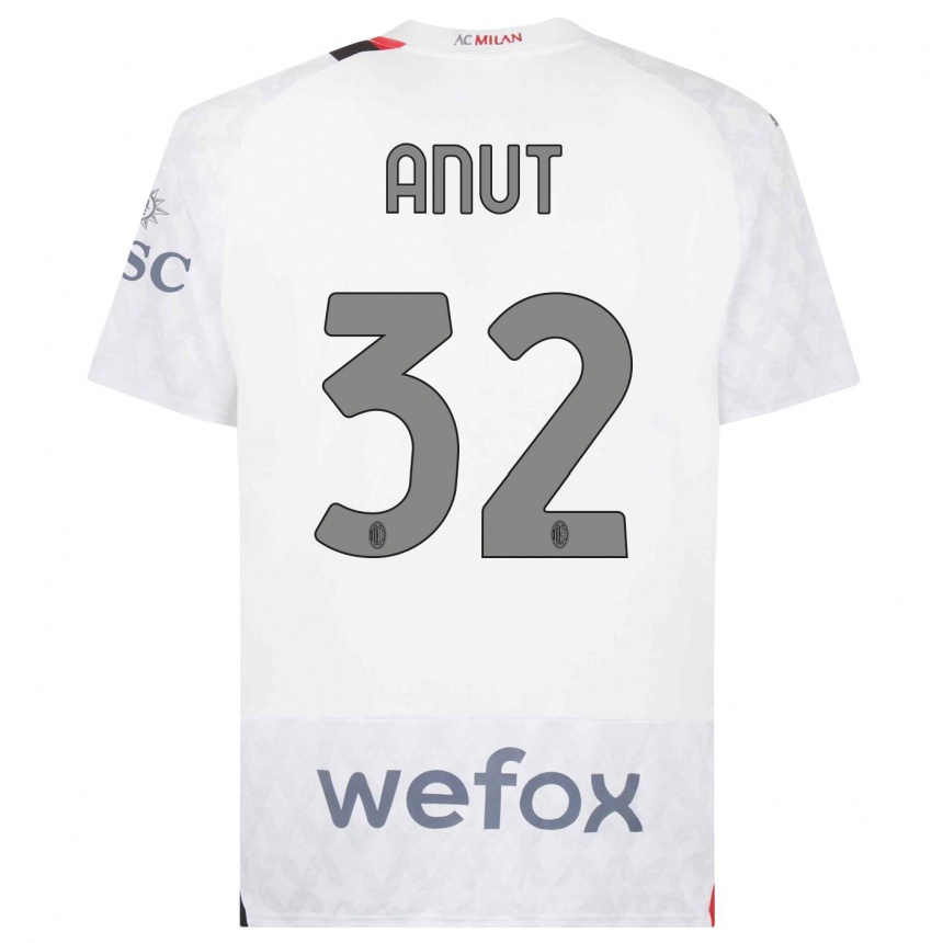 Kids  Niccolo Anut #32 White Away Jersey 2023/24 T-Shirt Canada