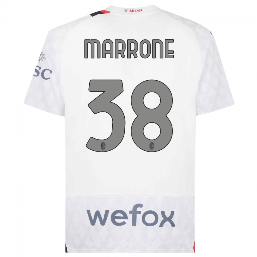 Kids  Federico Marrone #38 White Away Jersey 2023/24 T-Shirt Canada