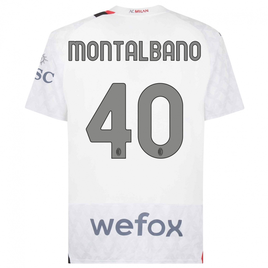 Kids Nicolo Montalbano #40 White Away Jersey 2023/24 T-Shirt Canada