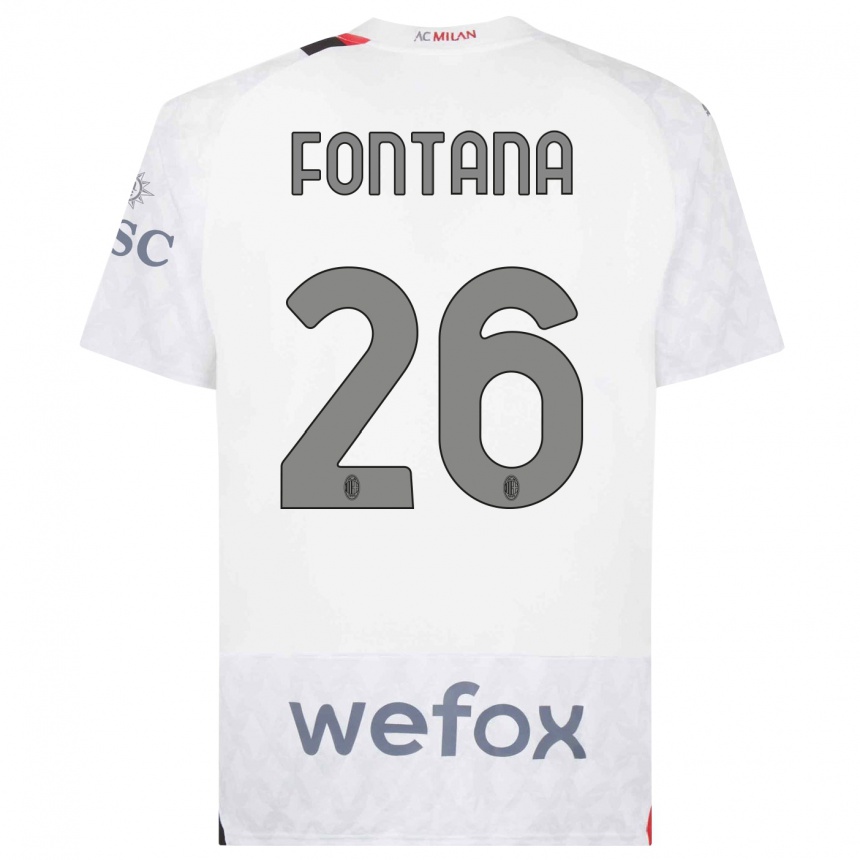 Kids  Francesco Fontana #26 White Away Jersey 2023/24 T-Shirt Canada