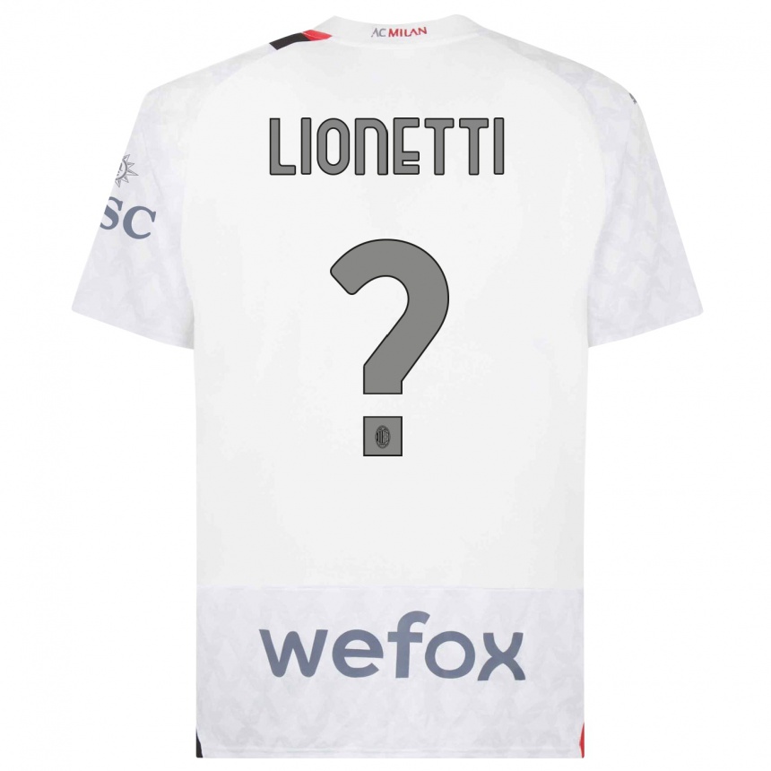 Kids  Francesco Lionetti #0 White Away Jersey 2023/24 T-Shirt Canada