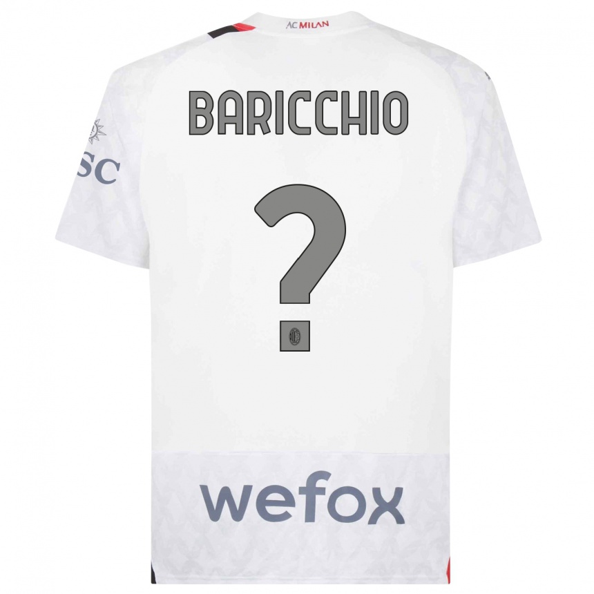 Kids Luca Baricchio #0 White Away Jersey 2023/24 T-Shirt Canada