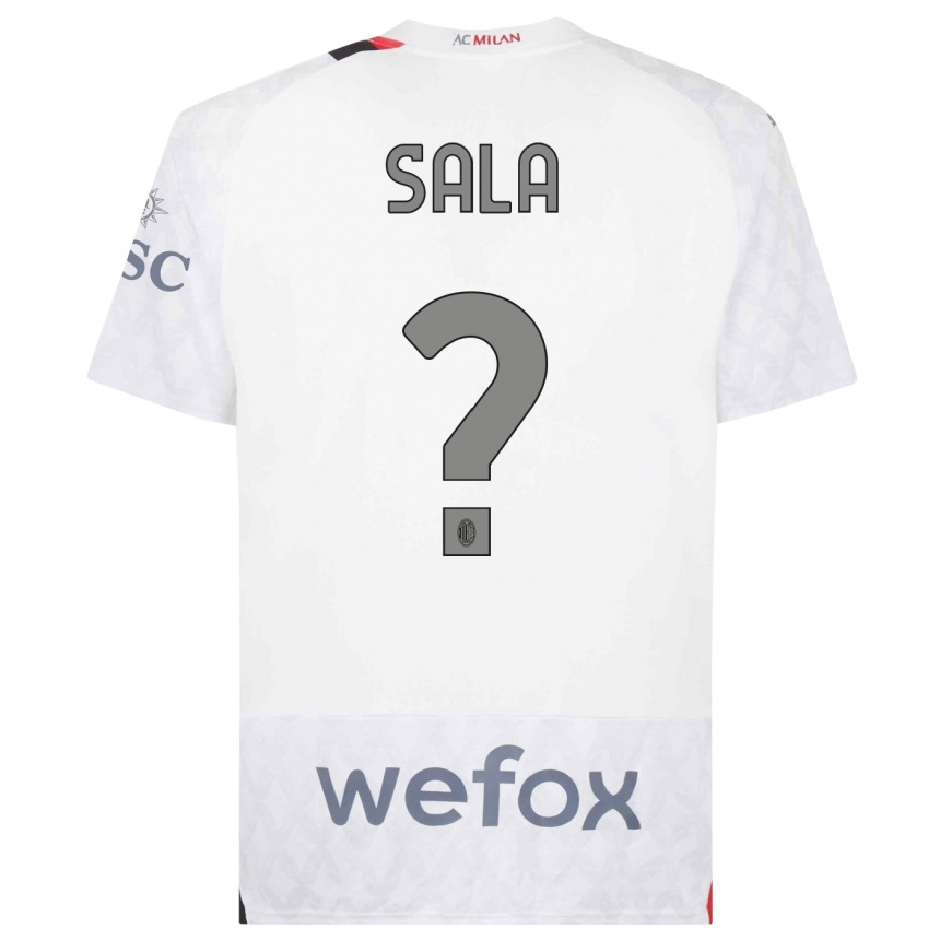 Kids  Mattia Sala #0 White Away Jersey 2023/24 T-Shirt Canada