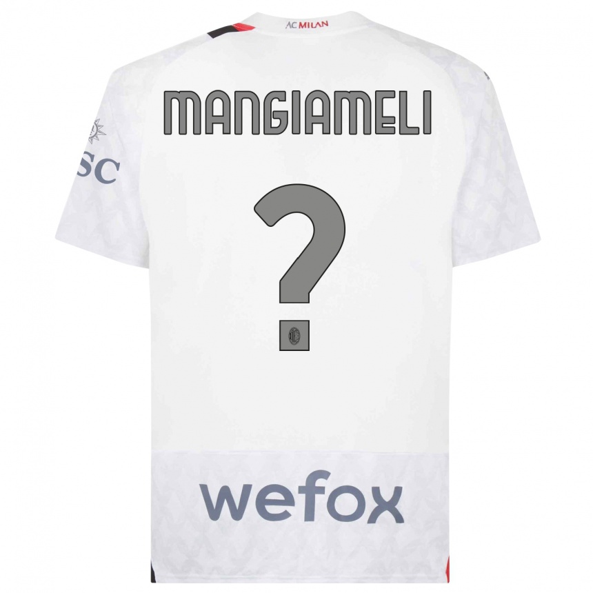 Kids  Federico Mangiameli #0 White Away Jersey 2023/24 T-Shirt Canada