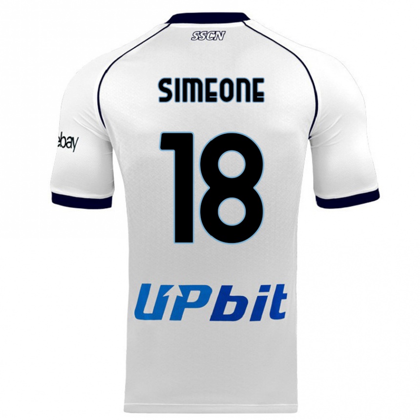 Kids Giovanni Simeone #18 White Away Jersey 2023/24 T-Shirt Canada