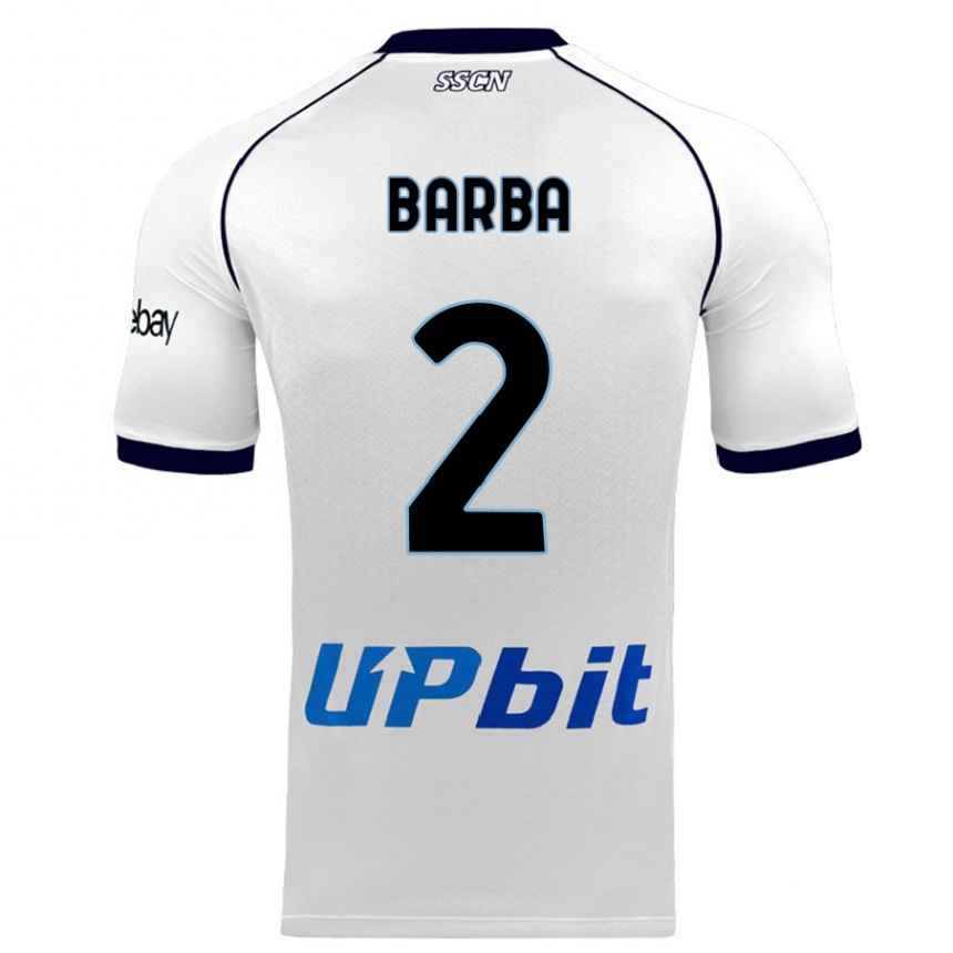 Kids Benedetto Barba #2 White Away Jersey 2023/24 T-Shirt Canada