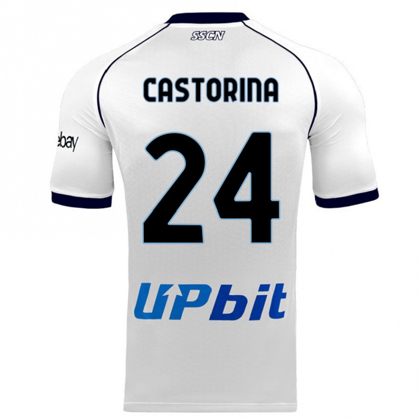 Kids Alessandro Castorina #24 White Away Jersey 2023/24 T-Shirt Canada